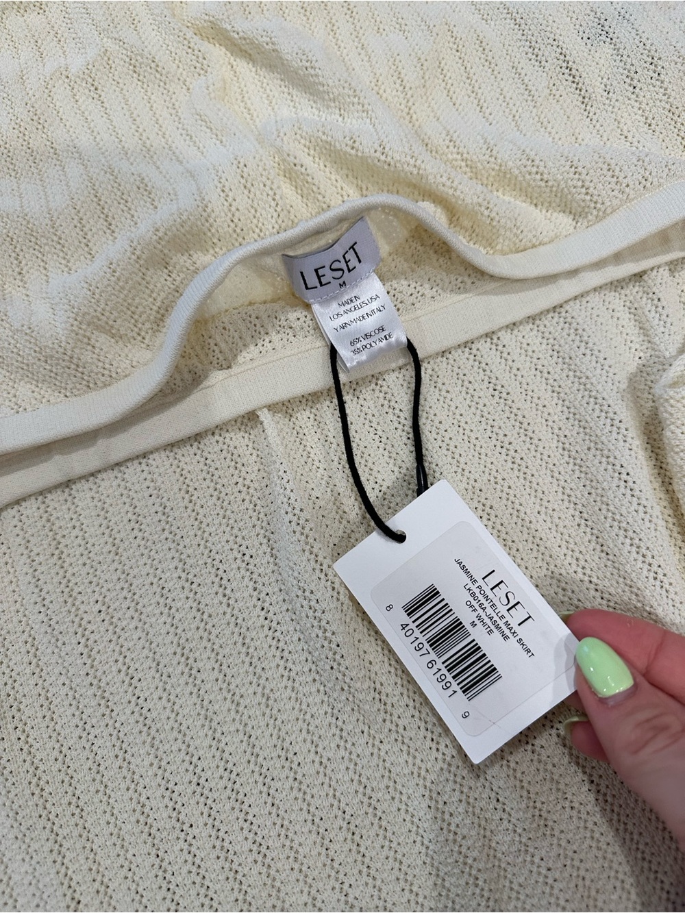 Leset Brand New (NWT) Jasmine Pointelle Maxi Skirt - Off- White - Picture 6 of 7